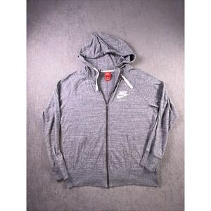 Vintage Nike Jacket Women's XL Full Zip Hooded Logo Heathered Gray Gym Walking